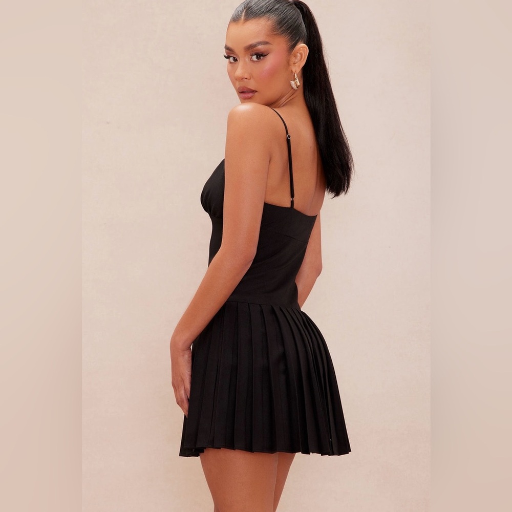 NOVA LUXE Kendra Pleated Mini Dress - Black